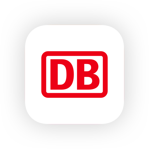 Das rote DB Logo auf weißem Hintergrund steht für die App DB Navigator.