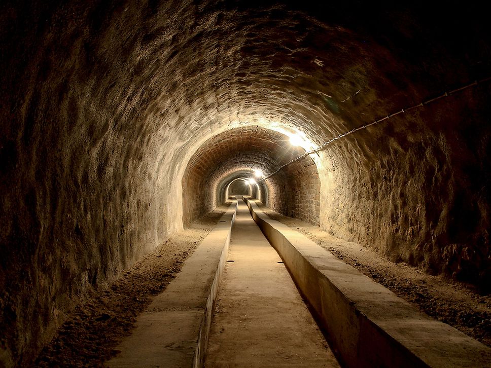 Blick in das labyrinthische Gangsystem des Eilenburger Bergs.