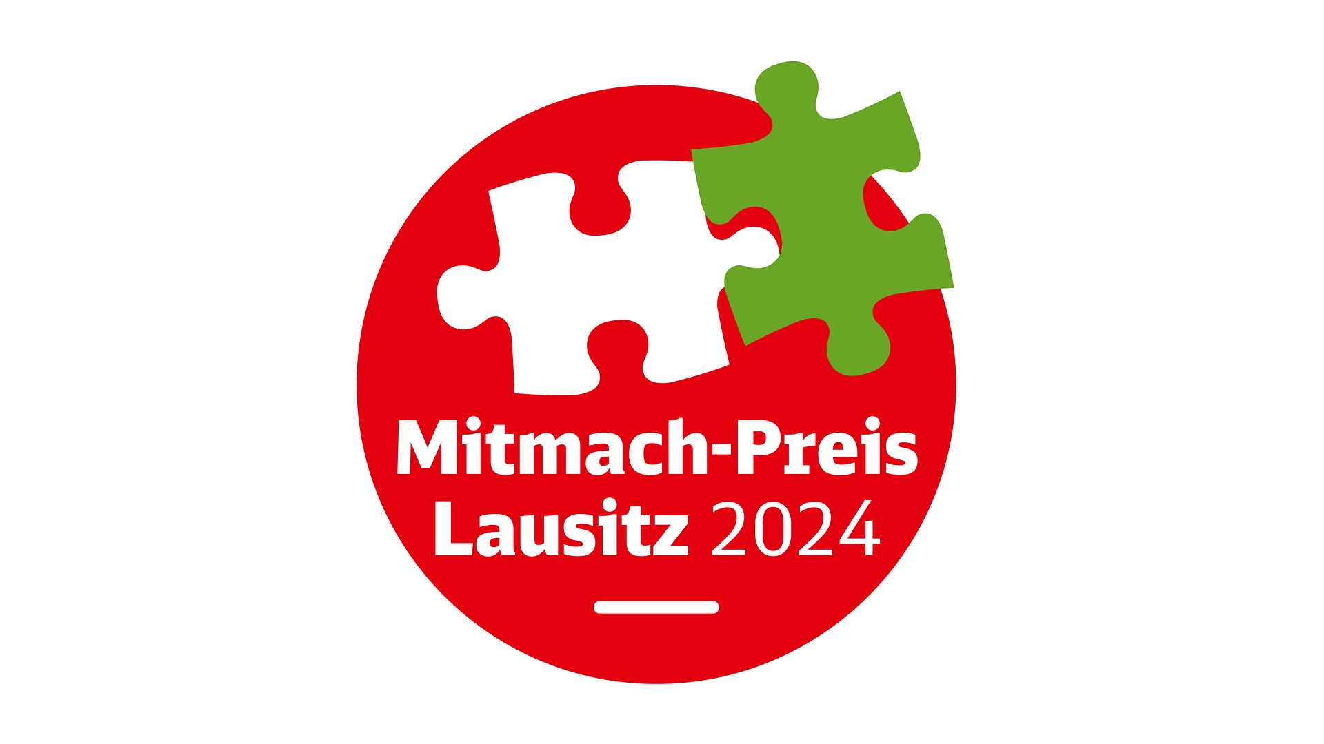 Logo für den Mitmachpreis 2024: zwei Puzzle-Teile auf einem roten Kreis