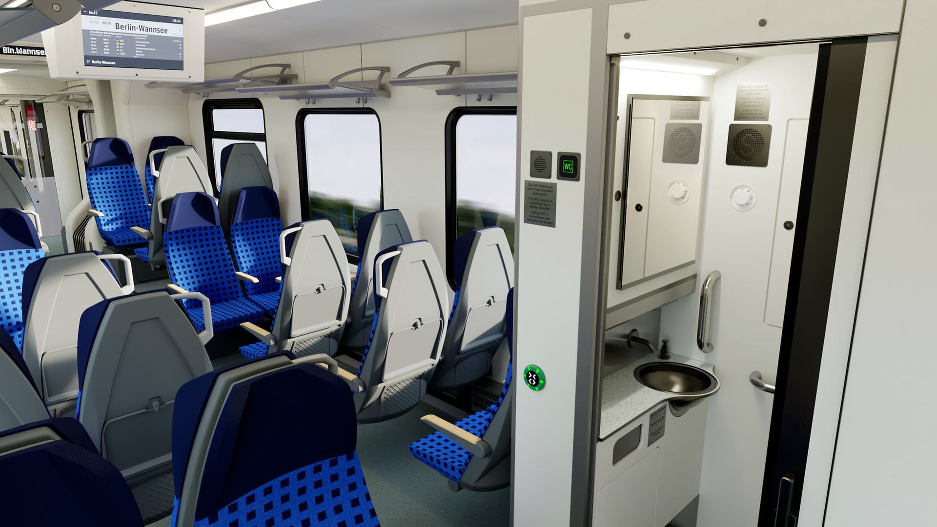 Blick in die simulierte 2. Klasse des neuen FLIRT