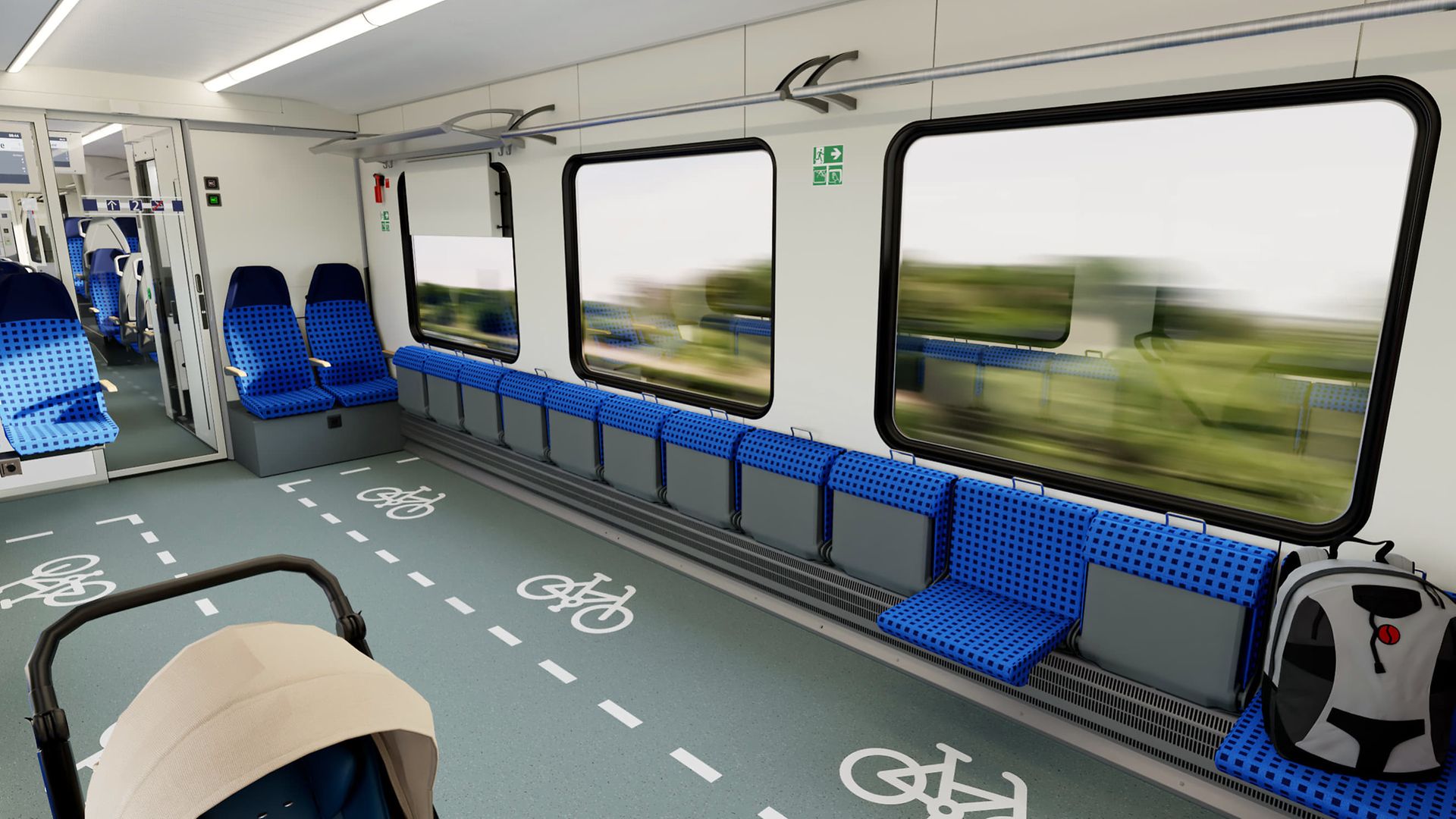 Simulation eines Mehrzweckabteils im FLIRT