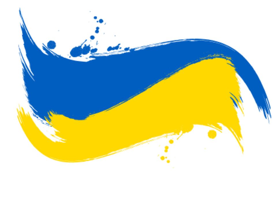 Illustration einer ukrainischen Flagge in Gelb-Blau